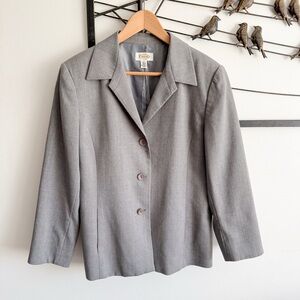 Talbots Womens Gray Wool Blazer Jacket Size 12 Made in Japan Career Workwear